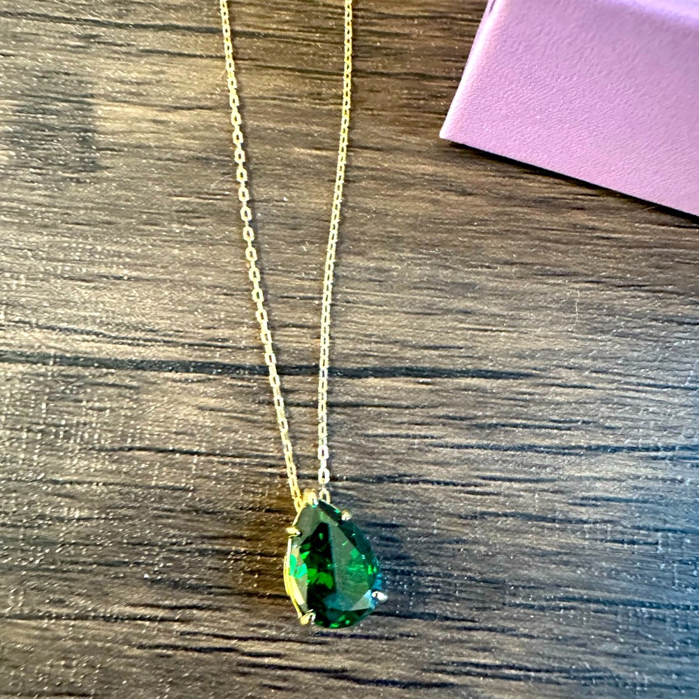 Melinda Maria emerald tear drop necklace
